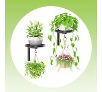 KiraKira Colgador de pared negro para plantas, 2 unidades, soporte de metal resistente con revestimiento protector, ahorro de espacio, estante de jardín interior y exterior