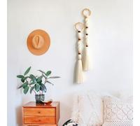 KiraKira Colgante nórdico de pared tejido a mano con borlas, fibra de poliéster, decoración para sala de estar, dormitorio, color negro, 90 cm