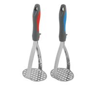 KiraKira Prensa manual de patatas de acero inoxidable con agarre ergonómico, para agujeros redondos, puré suave, cocina