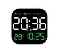 KiraKira Reloj de pared digital LED con fecha, temperatura, fase lunar, alarma, cuenta regresiva, atenuación automática, batería o alimentado por USB, color azul