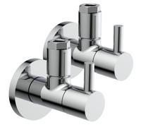 Kirchhoff 98166110-2 Design - Válvula de esquina universal (2 unidades, cierre rápido, doble válvula de regulación de esquina para tuberías de agua fría y caliente, cromada)