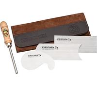 Kirschen 3824001 - Juego de 3 cuchillas de dibujo (3 piezas, con funda de piel, rectangular, cóncava/cuello de cisne, hoja de acero, herramienta de madera, elección ideal para trabajos de madera de