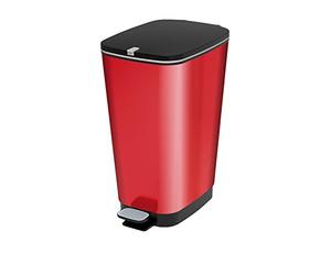 KIS Keter - Cubo de Basura Chic Bin L - Color Rojo - Papelera de Baño con Pedal con Anillo para Sujetar la Bolsa - Capacidad 50 litros - Medidas 29 x 44,5 x 60,5 cm