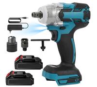 KISABAER - Llave de impacto inalámbrica sin cables, atornilladora de impacto eléctrica de 1/2", 520 N.M llave de impacto con LED, 4200RPM con 2 x 4.0 Ah baterías, para el hogar y el coche
