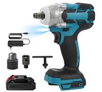 KISABAER - Llave de impacto inalámbrica sin cables, atornilladora de impacto eléctrica de 1/2", 520 N.M llave de impacto con LED, 4200RPM con 1 x 4.0 Ah baterías, para el hogar y el coche
