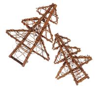 Kisangel 2 Piezas Guirnalda Navideña de Ratán Forma de Árbol, 20 CM | Estilo Rústico Elegante, Base Decorativa para Puerta y Escaparate, Set 25cm