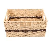 Kisangel Cesta de Almacenamiento Tejida Tamaño Pequeño de Mimbre, con Asa | Acabado Natural y Estilo Vintage, Base Plana Estable, para Estantería, Baño, Papelería y Correo