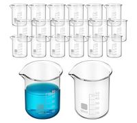 Kisangel Vasos Medidores de Vidrio Transparentes de 50ml Medición Precisa y Resistencia al Calor Set de 20 para Laboratorio y Experimentos Científicos