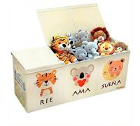 KissyMino Baúl almacenaje juguetes infantil XL con tapa, Organizador juguetes infantil plegable, Cesta decorativa dormitorio, sala de juegos y guardería, Juguetero (Sueña)