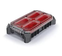 Kistenberg Caja organizadora para piezas pequeñas con cajas, transparente, apilable, 368 x 228 x 77 mm