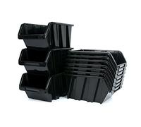 Kistenberg Juego de 36 cajas apilables para taller, color negro, 115 mm x 80 mm x 60 mm