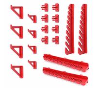 Kistenberg Juego de pared para herramientas, accesorios, pared para agujeros, portaherramientas, portaherramientas para taller, garaje, plástico, rojo