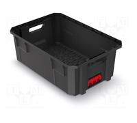 Caja de transporte para herramientas, modular X-Block, capacidad de carga de hasta 50 kg, plástico, apilable, negro, 544 x 362 x 200 mm