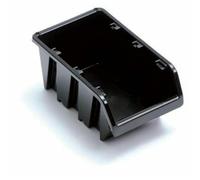 Kistenberg workshop tray black 4 80x115x60mm, a durable plastic organizer box with a multi-compartment design, ideal for storage and backed by a 3-year warranty, perfect as a portable tool organizer.