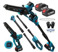 Kistrba Motosierra telescópica sin escobillas de 8 pulgadas con batería de 8000 mAh, con barra de extensión, altura de trabajo de hasta 4,5 m (longitud de la barra de 2,5 m), ideal para jardín y corte