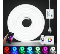 KISUFU 220V Tira de Luz LED de Neón RGB, 5050 RGB IP67 Impermeable Neon Tiras de Luces con 750w 3 teclas WiFi Bluetooth touch Remote Control controlador de Panel táctil para Exterior, Terraza.