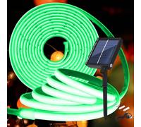 KISUFU 24V Luces Exterior Solar, IP68 Impermeable Luminoso COB 320 Leds/m Neon Tira de Luz LED 8 Modos de Luz Luces Solares con 1200mah Panel Solar Para Jardines, Patio, Dormitorio.