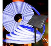 KISUFU 24V Luces Exterior Solar, IP68 Impermeable Luminoso COB 320 Leds/m Neon Tira de Luz LED 8 Modos de Luz Luces Solares con 7200mah Panel Solar Para Jardines, Patio, Dormitorio.