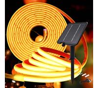 KISUFU 24V Luces Exterior Solar, IP68 Impermeable Luminoso COB 320 Leds/m Neon Tira de Luz LED 8 Modos de Luz Luces Solares con 2400mah Panel Solar Para Jardines, Patio, Dormitorio.