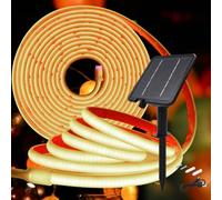 KISUFU 24V Luces Exterior Solar, IP68 Impermeable Luminoso COB 320 Leds/m Neon Tira de Luz LED 8 Modos de Luz Luces Solares con 2400mah Panel Solar Para Jardines, Patio, Dormitorio.