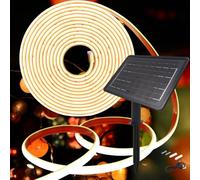 KISUFU 24V Luces Exterior Solar, IP68 Impermeable Luminoso COB 320 Leds/m Neon Tira de Luz LED 8 Modos de Luz Luces Solares con 7200mah Panel Solar Para Jardines, Patio, Dormitorio.