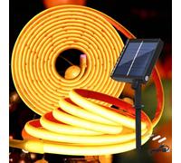 KISUFU 24V Luces Exterior Solar, IP68 Impermeable Luminoso COB 320 Leds/m Neon Tira de Luz LED 8 Modos de Luz Luces Solares con 1200mah Panel Solar Para Jardines, Patio, Dormitorio.