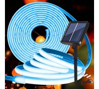 KISUFU 24V Luces Exterior Solar, IP68 Impermeable Luminoso COB 320 Leds/m Neon Tira de Luz LED 8 Modos de Luz Luces Solares con 1200mah Panel Solar Para Jardines, Patio, Dormitorio.