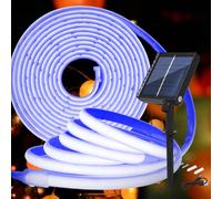 KISUFU 24V Luces Exterior Solar, IP68 Impermeable Luminoso COB 320 Leds/m Neon Tira de Luz LED 8 Modos de Luz Luces Solares con 1200mah Panel Solar Para Jardines, Patio, Dormitorio.