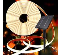 KISUFU 24V Luces Exterior Solar, IP68 Impermeable Luminoso COB 320 Leds/m Neon Tira de Luz LED 8 Modos de Luz Luces Solares con 2400mah Panel Solar Para Jardines, Patio, Dormitorio.