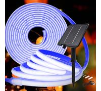 KISUFU 24V Luces Exterior Solar, IP68 Impermeable Luminoso COB 320 Leds/m Neon Tira de Luz LED 8 Modos de Luz Luces Solares con 2400mah Panel Solar Para Jardines, Patio, Dormitorio.