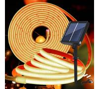 KISUFU 24V Luces Exterior Solar, IP68 Impermeable Luminoso COB 320 Leds/m Neon Tira de Luz LED 8 Modos de Luz Luces Solares con 1200mah Panel Solar Para Jardines, Patio, Dormitorio.