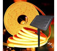 KISUFU 24V Luces Exterior Solar, IP68 Impermeable Luminoso COB 320 Leds/m Neon Tira de Luz LED 8 Modos de Luz Luces Solares con 7200mah Panel Solar Para Jardines, Patio, Dormitorio.
