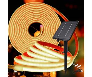 KISUFU 24V Luces Exterior Solar, IP68 Impermeable Luminoso COB 320 Leds/m Neon Tira de Luz LED 8 Modos de Luz Luces Solares con 2400mah Panel Solar Para Jardines, Patio, Dormitorio.