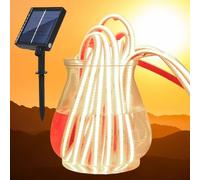 KISUFU 24V Tira LED Solar Exterior, 320 LEDs/m IP68 Impermeable Autoadhesiva y Recortable 1200mah Luces Solares LED Light Strip para jardín, terraza, balcón, decoración.