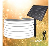 KISUFU Luces Exterior Solar 24V, Luminoso en ambos lados COB 320 Leds/m Neon Tira de Luz LED 8 Modos de Luz Luces Solares con 2400mah Panel Solar Para Jardines, Patio, Dormitorio, Decoración Party.