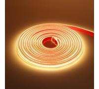 KISUFU Tira de LED COB 220V, Alto brillo 288 LED/m Tira de LED Tener Pegamento de doble cara COB IP65 Impermeable Strip Light para Dormitorio, Bar, hotel, Fiesta de Navidad, cocina.3M,Blanco cálido