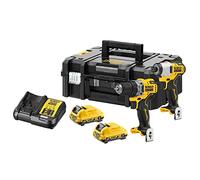 DeWalt Juego 12V sin escobillas XR – Taladro + Atornillador de impacto, Maletín TSTAK II, 2x3Ah