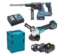 Kit 2 Herramientas 18V Makita DLX2256TJ1 Con Martillo DHR243, Amoladora DGA