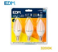 Kit 3 led Candle Bulbs 5w e14 3,200k edm (Universal / Standalone)