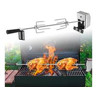 Kit ACXIN de asador giratorio de acero inoxidable 107 cm, motor, pinchos para carne, asador eléctrico, parrilla de cocina 2 horquillas, camping, fiesta, jardín
