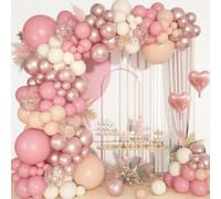 Kit Arco de Globos Rosas Oro, 117 Pcs Arco de Globos para Cumpleaños Rosa, Guirnalda Globo Rosa Blanco Oro Rosa, Decoracion Baby Shower Niña, Globos de Cumpleaños Rosa Mujer, Boda, Compromiso, Bautizo
