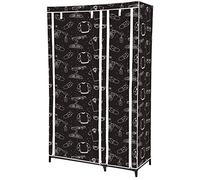 Kit Closet 6100061001 - arrmario de tela 4 baldas + colgador, negro/blanco, 170 x 45 x 110