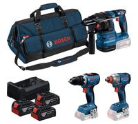 Kit combinado de 18V con 3 herramientas: GSR + GDX + GBH + 3 baterías de 5.0Ah + cargador GAL 12V/18V-80
