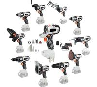 Kit combinado de herramientas eléctricas inalámbricas, juego de herramientas multifuncionales 10 en 1 para carpintería, diseño sin escobillas, incluye 2 baterías de 4.0 Ah y caja de herramientas para