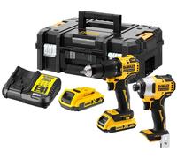 Kit combinado de taladro atornillador inalámbrico DCK2062D2T, 18 voltios, con función de percusión