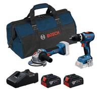 Kit combinado de taladro atornillador inalámbrico y amoladora angular inalámbrica, modelos GSB 18V-65 y GWS 18V-8, incluye 2 baterías de 4,0 Ah y un cargador GAL 18V-40
