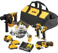 Kit combinado DeWalt de 12V, modelo DCK611P1D2 (incluye: DCH072, DCS512, DCD701, DCF801, DCS353, DCL510), con 1 batería de 5,0 Ah y 2 baterías de 2,0 Ah, y una bolsa de transporte