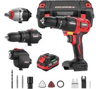 Kit combinado inalámbrico TEENO de 20V: herramienta multifunción, inalámbrica, 3 en 1, con estuche. Incluye: taladro, atornillador de impacto y herramienta oscilante
