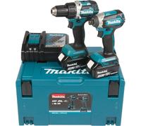 Kit combinado Makita DLX2189TJ, con dos baterías de 5Ah, 18V, de iones de litio, en maletín Makpac. Número de artículo: 0088381830355