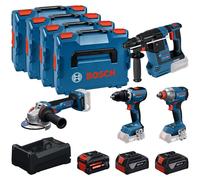 Kit combinado profesional Bosch de 18V: GSR 18V-65 + GDX 18V-285 + GBH 18V-26 + GWS 18V-11